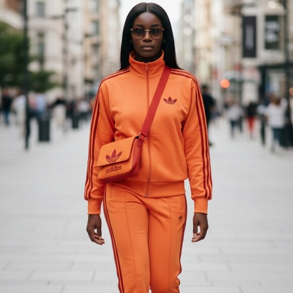 Adidas Women’s 2 PC Track Set Small Semicoral/Team Victory Red J-JP2294/P-JP2309 - Picture 1 of 14